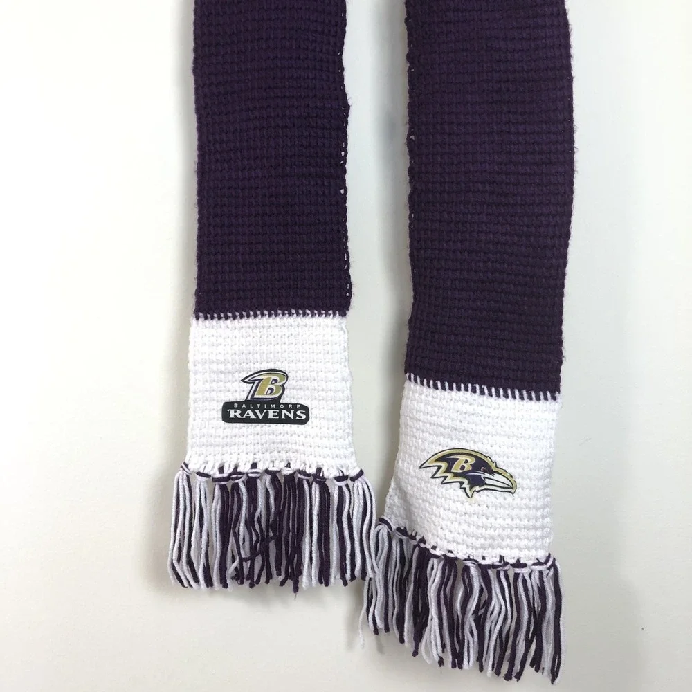 Baltimore Ravens Knit Scarf NFL Purple White Football